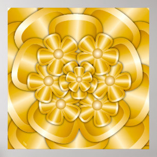 Chrome-Blume - Goldplakat Poster