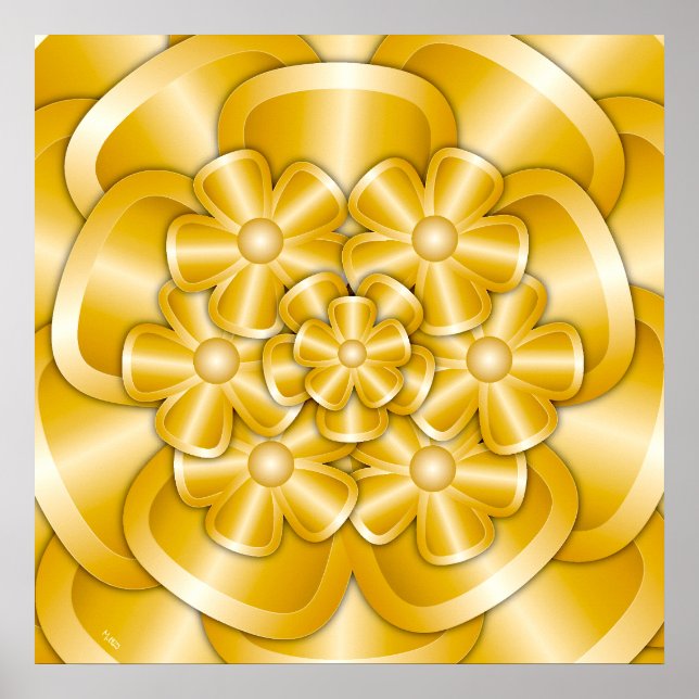 Chrome-Blume - Goldplakat Poster (Vorne)