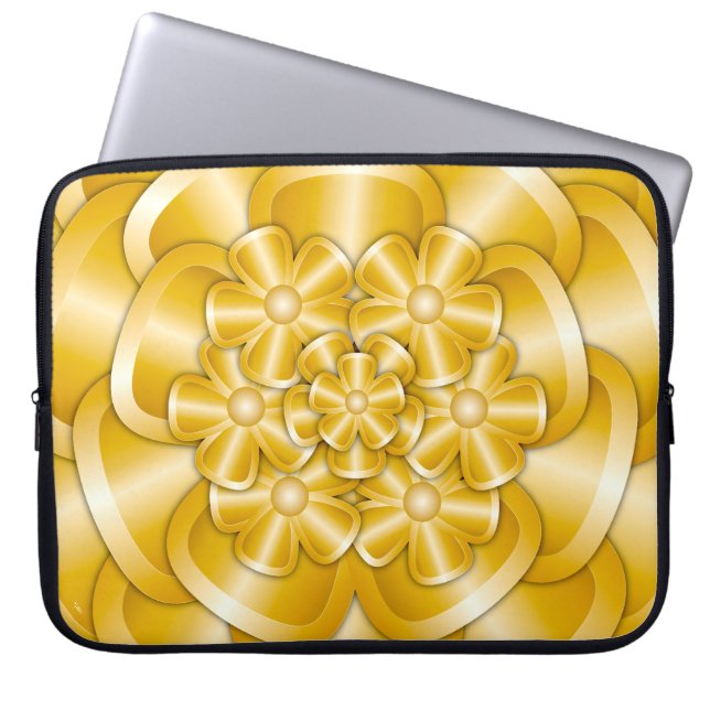 Chrome-Blume - Goldschlauch Laptopschutzhülle (Vorderseite)