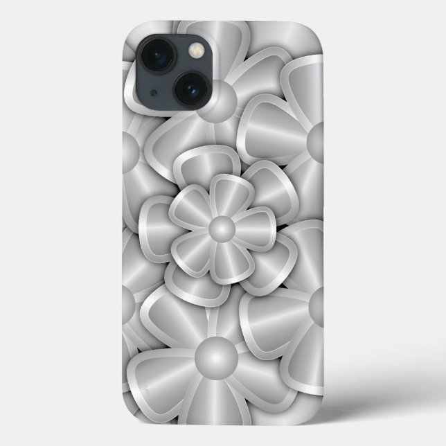 Chrome-Blume - Silver Case-Mate iPhone Case (Rückseite)