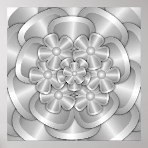 Chrome-Blume - Silver Poster
