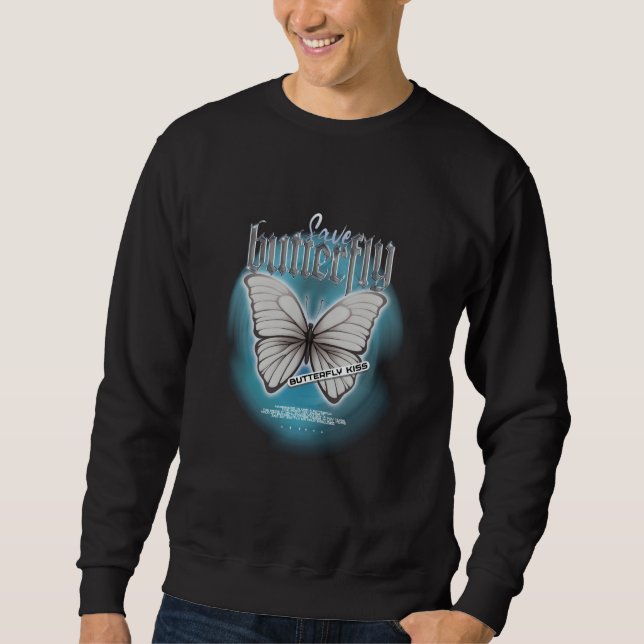 Chrome Butterfly Edgy Aesthetic Streetwear Sweatshirt (Vorderseite)