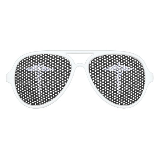 Chrome Caduceus Medical Symbol Black Carbon Fibre Sonnenbrille (Vorderseite)