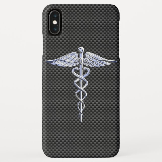 Chrome Caduceus Medical Symbol Carbon Fibre Decke Case-Mate iPhone Hülle (Rückseite)