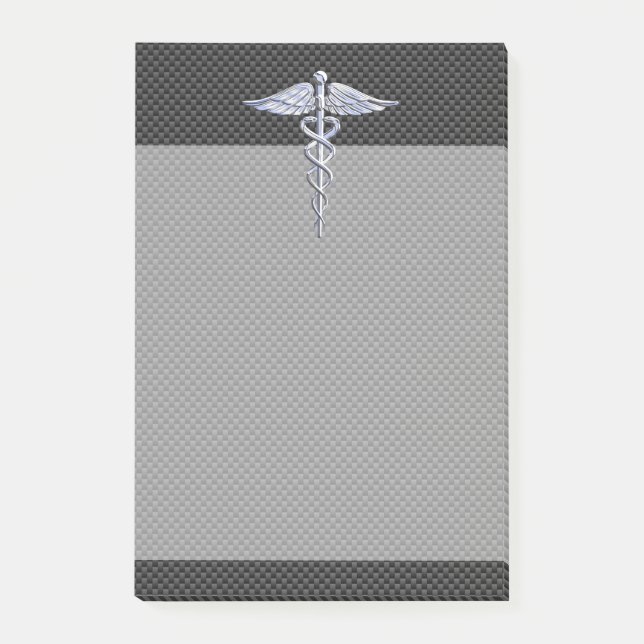Chrome Caduceus Medical Symbol Carbon Fibre Decke Post-it Klebezettel (Vorderseite)