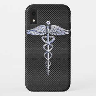 Chrome Caduceus Medical Symbol Carbon Fibre Print Case-Mate iPhone Hülle