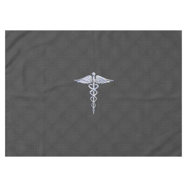 Chrome Caduceus Medical Symbol Carbon Fibre Print Tischdecke (Vorderseite (Horizontal))