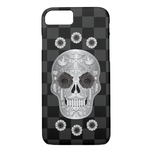 Chrome Calavera (Black Rose) Case-Mate iPhone Case (Rückseite)