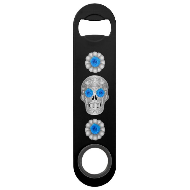 Chrome Calavera (Blue Rose) Bar Key (Vorderseite)