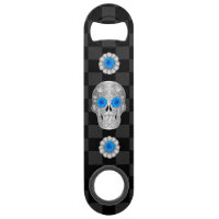 Chrome Calavera (Blue Rose) Bar Key