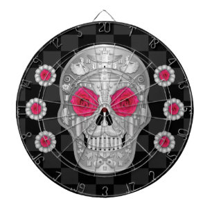 Chrome Calavera (Rosa Rose) Dart Board Dartscheibe