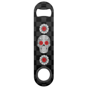 Chrome Calavera (Rote Rose) Bar Key