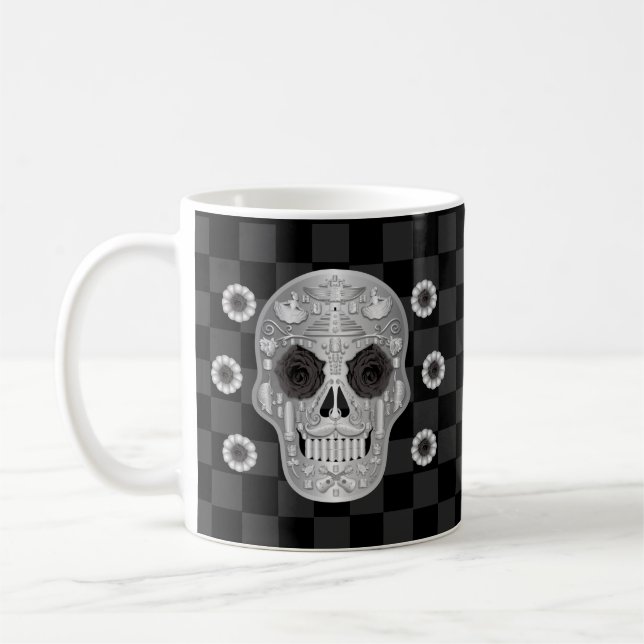 Chrome Calavera (Schwarze Rose) Kaffee Tasse (Links)