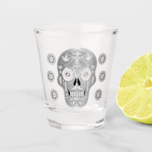Chrome Calavera (White Rose) Shot Glass Schnapsglas