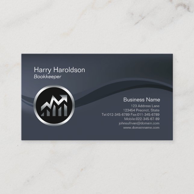 Chrome Calculator Icon Stock Broker Business Card Visitenkarte (Vorderseite)