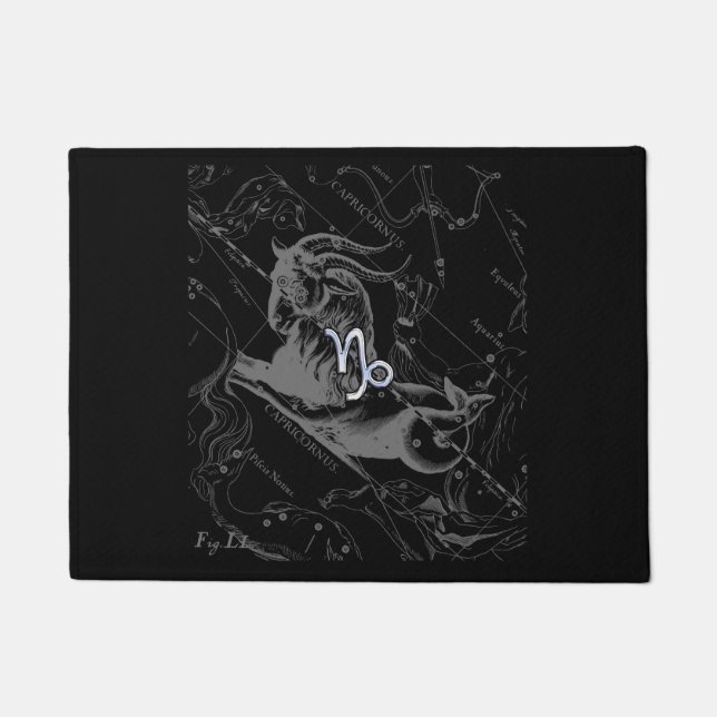 Chrome Capricorn Zodiac Symbol auf Hevelius Fußmatte (Vorderseite)