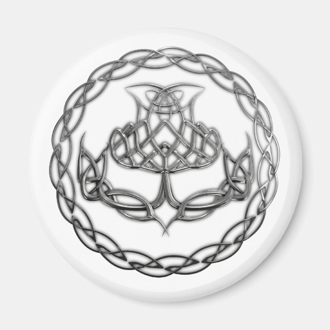 Chrome Celtic Knot Thistle Magnet (Vorne)