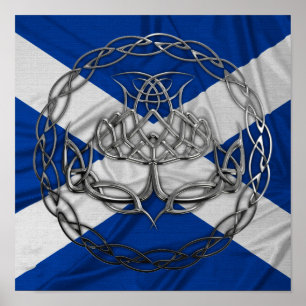 Chrome Celtic Knot Thistle Poster