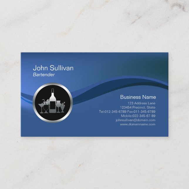 Chrome Cocktail Brille Barkeeper Business Card Visitenkarte (Vorderseite)