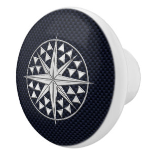 Chrome Compass auf Nautical Navy Carbon Fibre Prin Keramikknauf