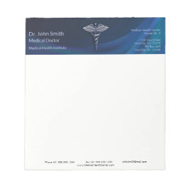 Chrome Dark 3D Medical Holographic Caduceus Notizblock