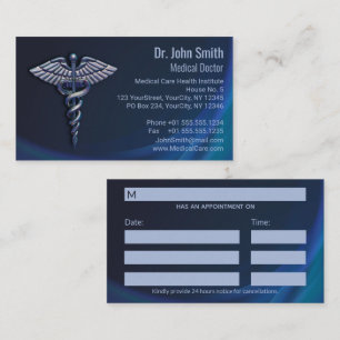 Chrome Dark Caduceus Holographic 3D Medical Terminkarte
