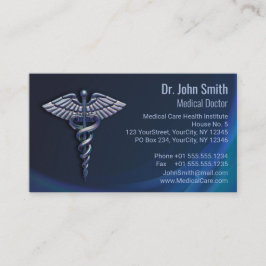 Chrome Dark Caduceus Holographic 3D Medical Terminkarte