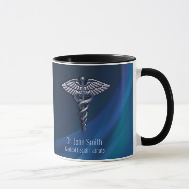 Chrome Dark Holographic 3D Medical Caduceus Tasse (Rechts)