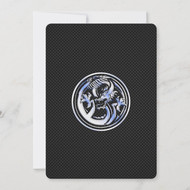 Chrome Dragon Wappen auf Carbon Fibre Print (Vorderseite)