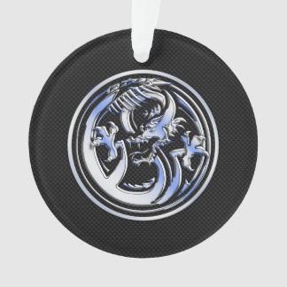 Chrome Dragon Wappen Black Carbon Fibre Print Ornament