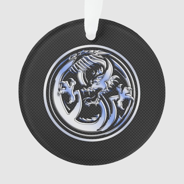 Chrome Dragon Wappen Black Carbon Fibre Print Ornament (Vorderseite)