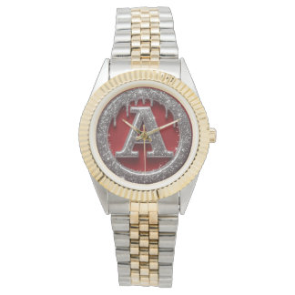 Chrome Drip Letter A Monogram Glitter Icon Armbanduhr
