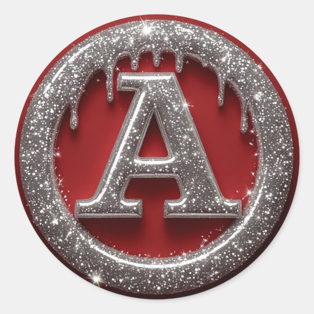 Chrome Drip Letter A Monogram Glitter Icon Runder Aufkleber (Vorderseite)