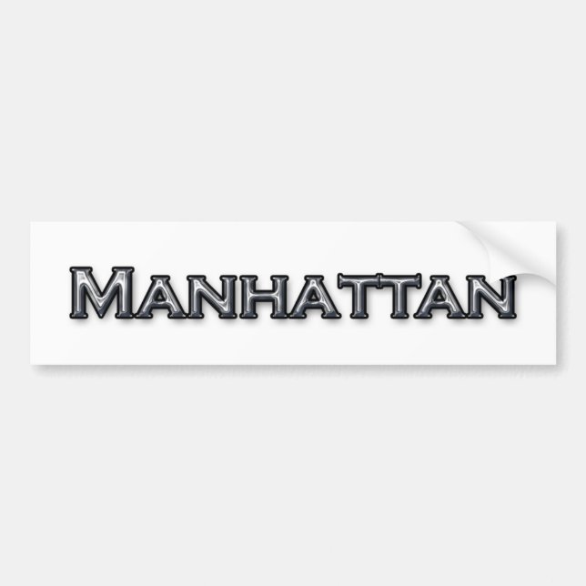 Chrome Finish Manhattan NY Text Logo Autoaufkleber (Vorne)
