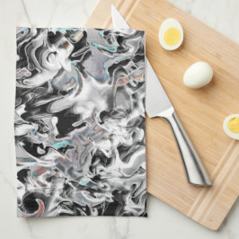 Chrome Flecken mit Farbverlauf oder Rauch, Schwarz Geschirrtuch