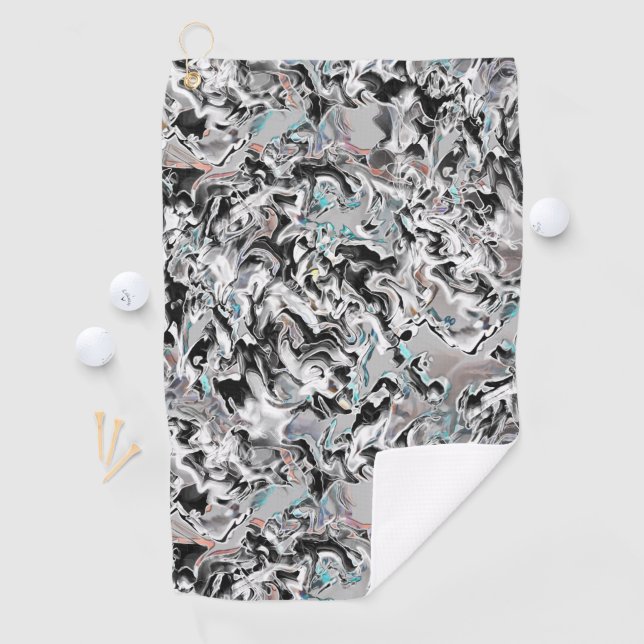 Chrome Flecken mit Farbverlauf oder Rauch, Schwarz Golfhandtuch (Insitu)