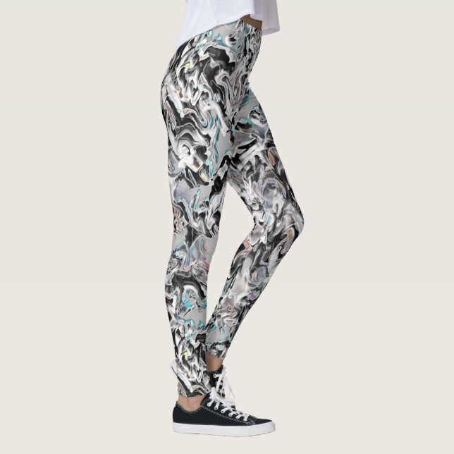 Chrome Flecken mit Farbverlauf oder Rauch, Schwarz Leggings (Rechts)