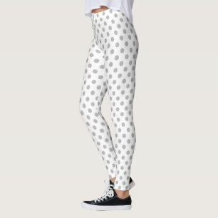 Chrome Gray Polka Dots Circles Leggings