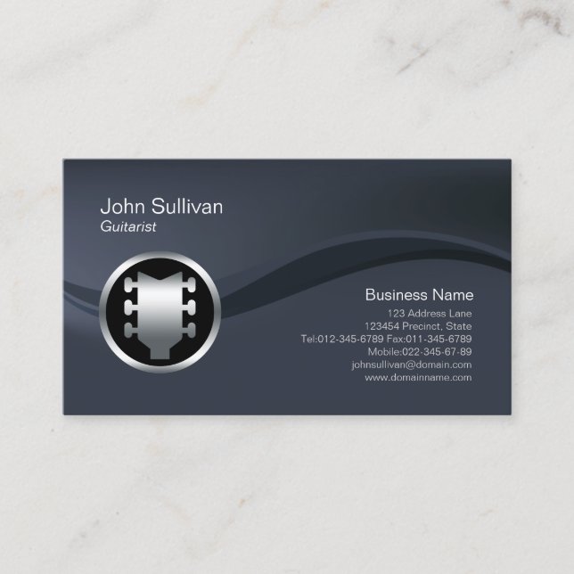 Chrome Guitar Headstock Guitarist Business Card Visitenkarte (Vorderseite)