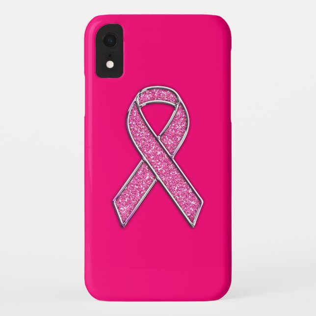 Chrome Gürtelter Glitzer Stil Rosa Band Bewusstsei Case-Mate iPhone Hülle (Rückseite)