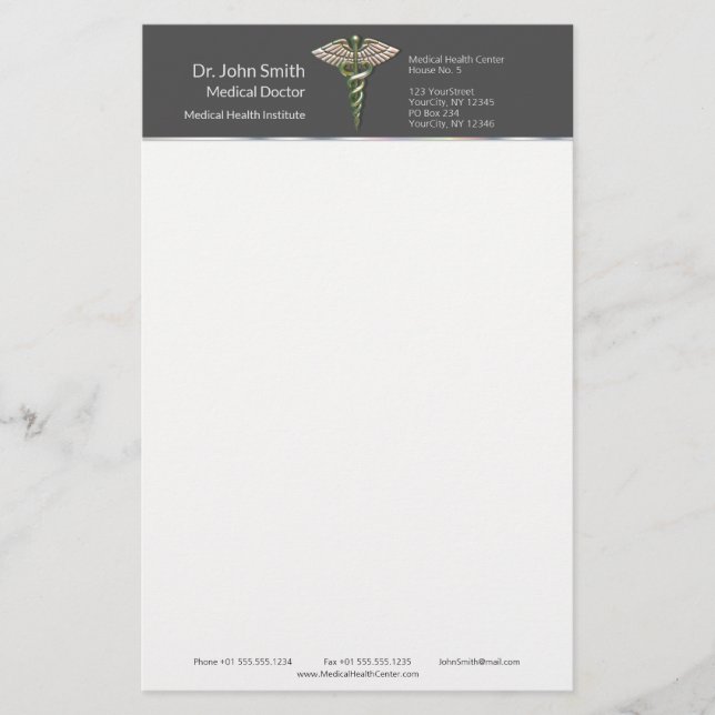 Chrome Holographic 3D Medical Caduceus Briefpapier (Vorderseite)