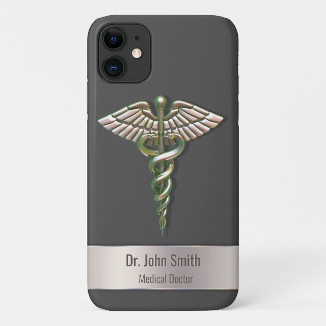 Chrome Holographic 3D Medical Caduceus Case-Mate iPhone Hülle (Rückseite)