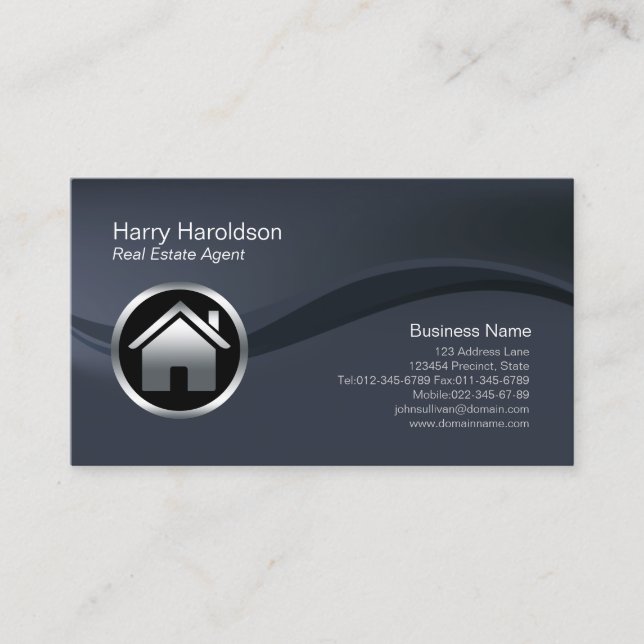 Chrome House Icon Real Anwesen Agent Business Card Visitenkarte (Vorderseite)
