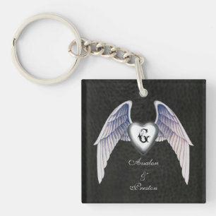 Chrome & Imitats Leather Winged Heart Keychain Schlüsselanhänger