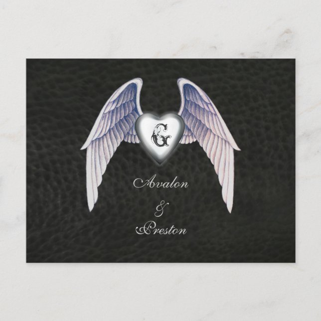 Chrome & Imitats Lederherz Save the Date Postkarte (Vorderseite)