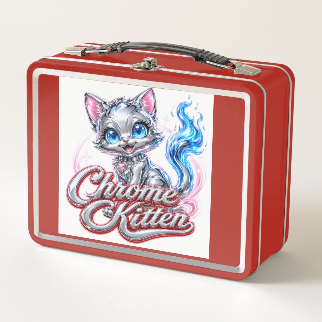 CHROME KITTEN Rote Brotdose (Vorderseite)