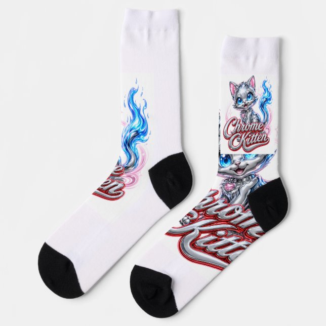 CHROME KITTEN "Slipper" Crew Socke (Linkes Detail)