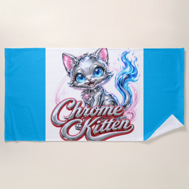 Chrome Kitten Strandtuch (Vorderseite)