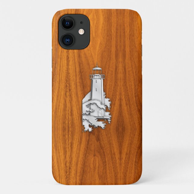 Chrome Lighthouse auf Teak Veneer Print Case-Mate iPhone Hülle (Rückseite)