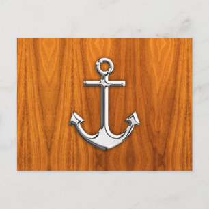 Chrome Like Anchor auf Teak Veneer Postkarte